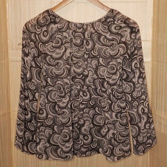 A Pea In The Pod Maternity Womens Silk Sheer Grey Swirl Blouse Small - Picture 2 of 6